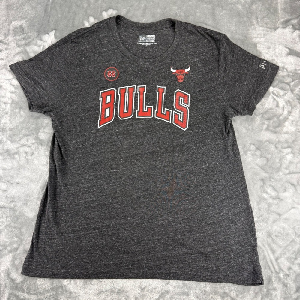 New Era Chicago Bulls T-Shirt Womens XL Charcoal Grey Heather Tri-Blend NBA Tee